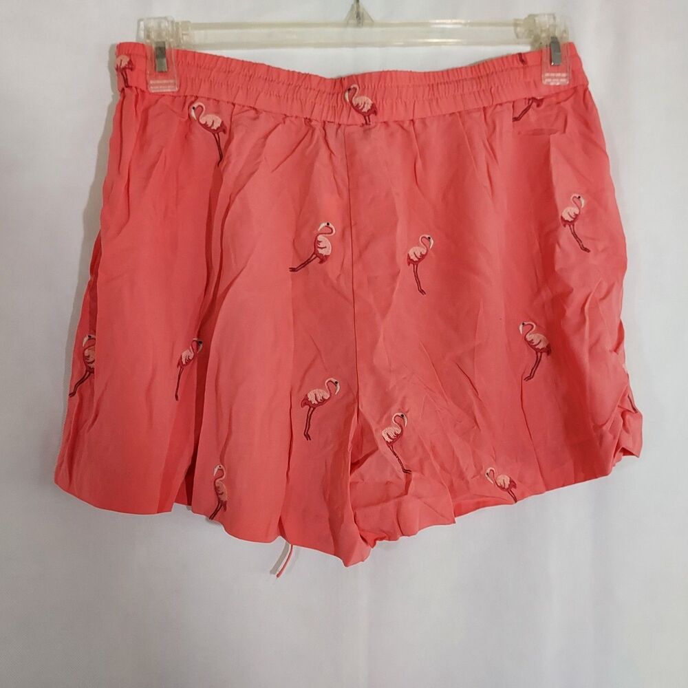 LOFT Embroidered Flamingo Rayon Shorts Flowy Drawstring Elastic Waist Size Small - Picture 3 of 9